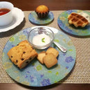 [LARGE PLATE (PLATTER)] PLATE (CHERRY BLOSSOM) BLUE 5-PIECE SET | NISHIJIN RE:NISTA | NISHIJIN TEXTILES