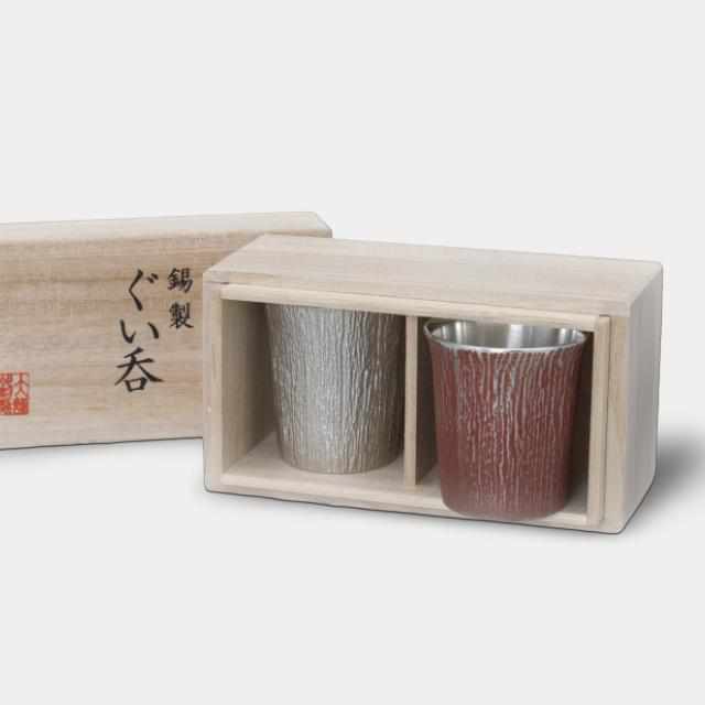[清酒杯]Guinomi Matsukaze紅白套裝|大阪Naniwa白蠟器皿