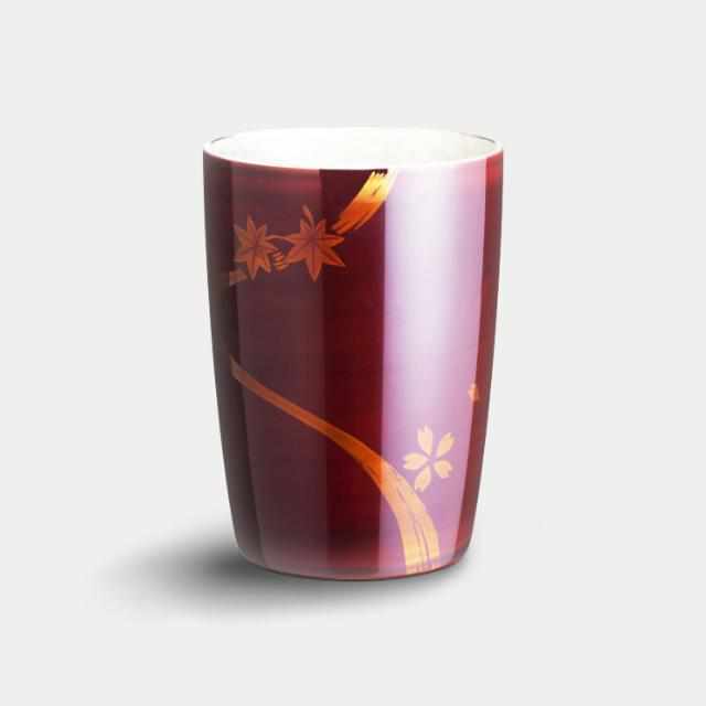 [MUG (CUP)] ECHIZEN FINISH SANDALWOOD RUNNING WATER SPRING AUTUMN RED (LARGE) | OSAKA NANIWA PEWTER WARE