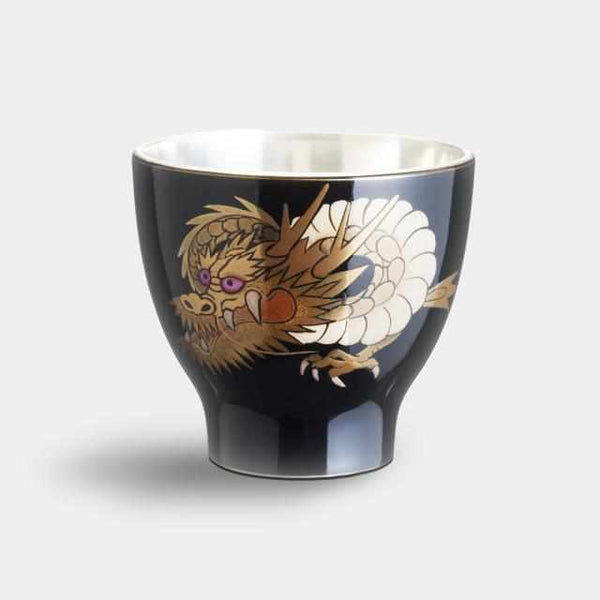 [맑 은 술잔] Wajima Finish Guinomi Dragon Black | Osaka Naniwa 백랍 그릇