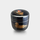 [JAPANESE TEA CUP] WAJIMA FINISH JUJUBE MANDARIN DUCK LACQUER WORK | OSAKA NANIWA PEWTER WARE