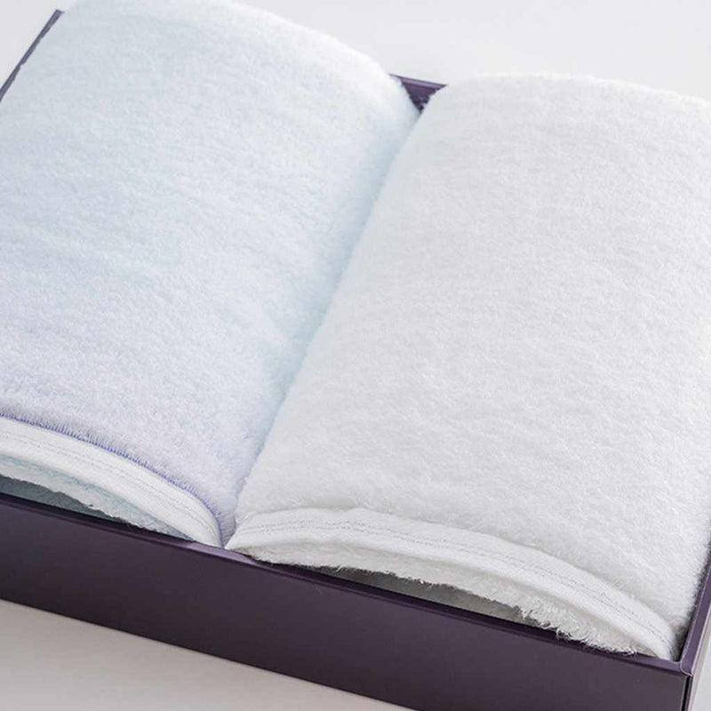 [TOWELS] "IRODORI" BATH TOWEL SET OF 2 (BLUE / WHITE) | IMABARI TOWELS