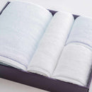 [TOWELS] "IRODORI" 1 BATH TOWEL AND 3 FACE TOWELS SET (BLUE / WHITE) | IMABARI TOWELS