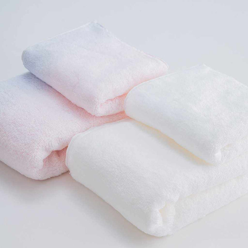 [TOWELS] "IRODORI" 2 BATH TOWELS AND 2 FACE TOWELS SET (PINK / WHITE) | IMABARI TOWELS