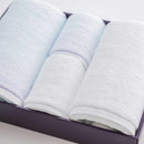 [TOWELS] "IRODORI" 2 BATH TOWELS AND 2 FACE TOWELS SET (BLUE / WHITE) | IMABARI TOWELS