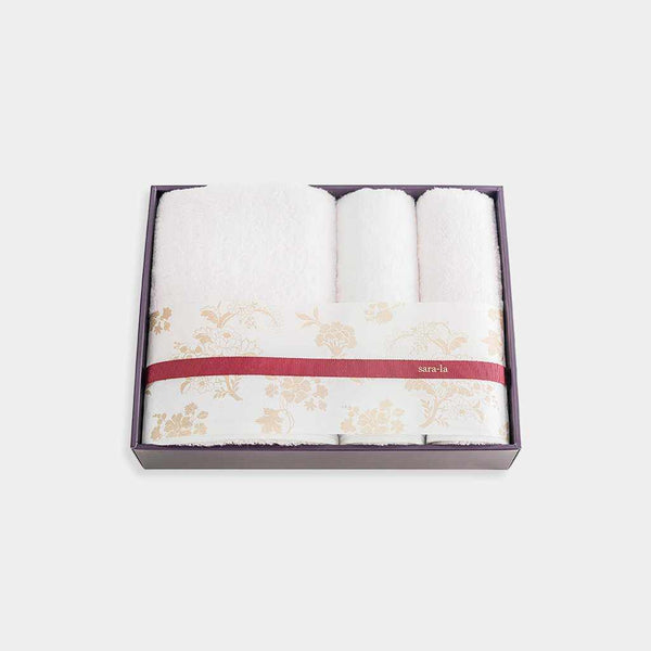 [ Towels] Sarala "Irodori" 1 巴斯毛巾和 2 張臉毛巾集（粉色 / 白色） | 伊瑪巴里 - 陶爾斯