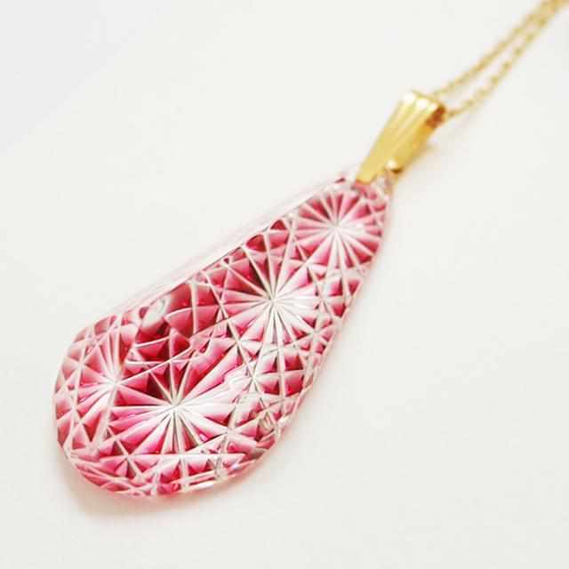[ACCESSORY] TOKOBA DROP NECKLACE RED CHRYSANTHEMUM TIE | TOKOBA | EDO CUT GLASS[Make to order: approx. 2 months delivery time]