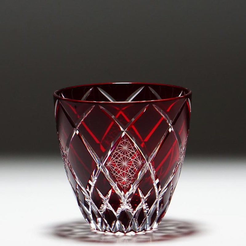 [Sake Glass] Guinomi Kiku Yarai (สีแดง) | คิริโกะ