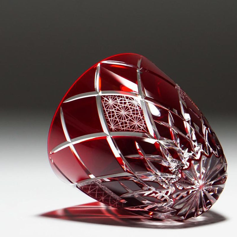 [Sake Glass] Guinomi Kiku Yarai (สีแดง) | คิริโกะ