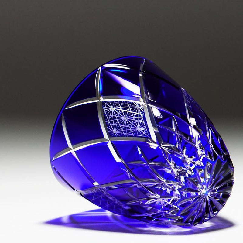 [SAKE GLASS] GUINOMI KIKU YARAI (BLUE) | KIRIKO