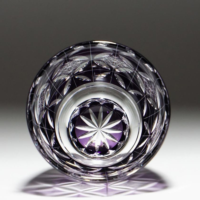 [Sake Glass] Guinomi Kiku Shippo (สีม่วง) | คิริโกะ