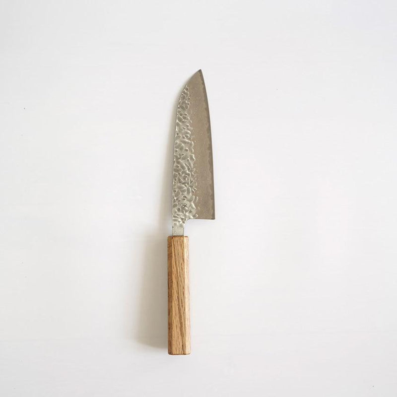[KITCHEN (CHEF) KNIFE] AUS10 HAMMERED DAMASCUS OAK OCTAGONAL HANDLE 170 | BECOS ORIGINAL