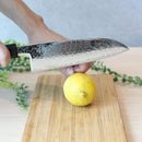 [KITCHEN (CHEF) KNIFE] V10 DAMASCUS, 31 LAYERS INDIGO-DYED BLACK OCTAGONAL OAK HANDLE  | BECOS ORIGINAL