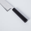 [KITCHEN (CHEF) KNIFE] V10 DAMASCUS, 31 LAYERS INDIGO-DYED BLACK OCTAGONAL OAK HANDLE  | BECOS ORIGINAL