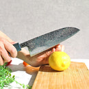 [KITCHEN (CHEF) KNIFE] V10 DAMASCUS, 31 LAYERS INDIGO-DYED BLUE OCTAGONAL OAK HANDLE | BECOS ORIGINAL