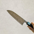 [KITCHEN (CHEF) KNIFE] V10 DAMASCUS, 31 LAYERS INDIGO-DYED BLUE OCTAGONAL OAK HANDLE | BECOS ORIGINAL