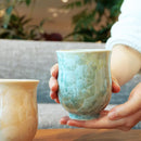 [일본 차 컵] 꽃 크리스탈 (녹차) 유노미 (2 피스 세트) | 교토 키요 미즈 상품