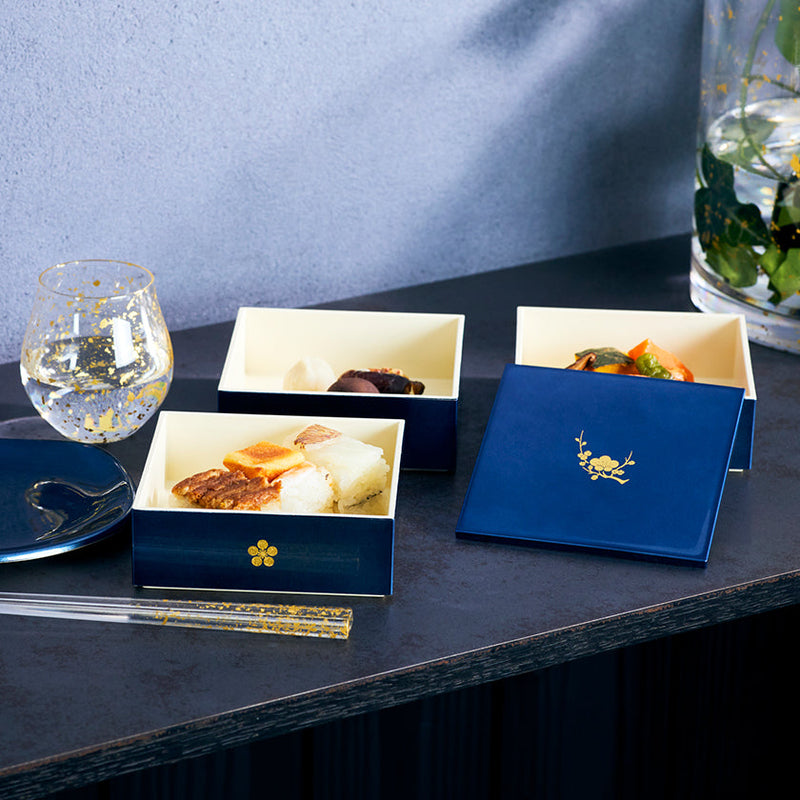 [กล่องอาหารกลางวัน] Kaga Shikisai Deep Blue | Kanazawa Gold Leaf | ฮูคุอิจิ