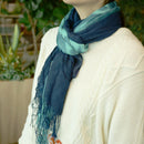 [SCARF] HAND-DYED STALL WITH NATURAL INDIGO (SQUEEZE) | INDIGO DYEING| INDIGO KESENNUMA