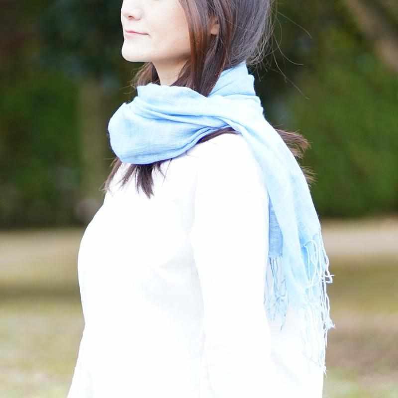 [圍巾]用天然粉彩手工染色攤位|靛藍染色
