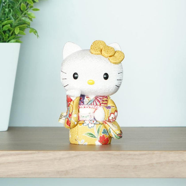 [招手（幸運）貓] Hello Kitty（黃色）|江戶藝術娃娃