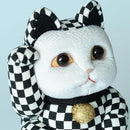 [BECKONING (LUCKING) 고양이] Maneki Neko 체크 무늬 Pattern Black (L) | 에도 아트 인형