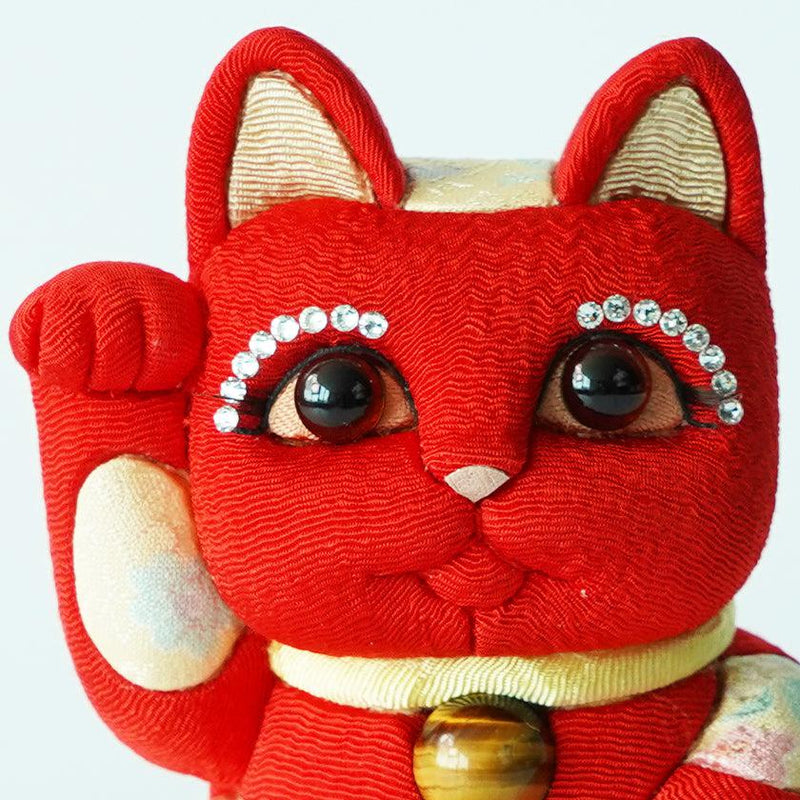[BECKONING (LUCKY) CAT] MANEKI NEKO FENG SHUI DX RED (M) | EDO ART DOLLS | KAKINUMA DOLLS