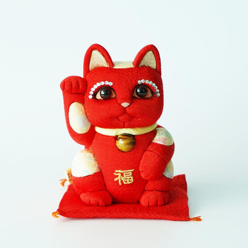 [BECKONING (LUCKY) CAT] MANEKI NEKO FENG SHUI DX RED (M) | EDO ART DOLLS | KAKINUMA DOLLS