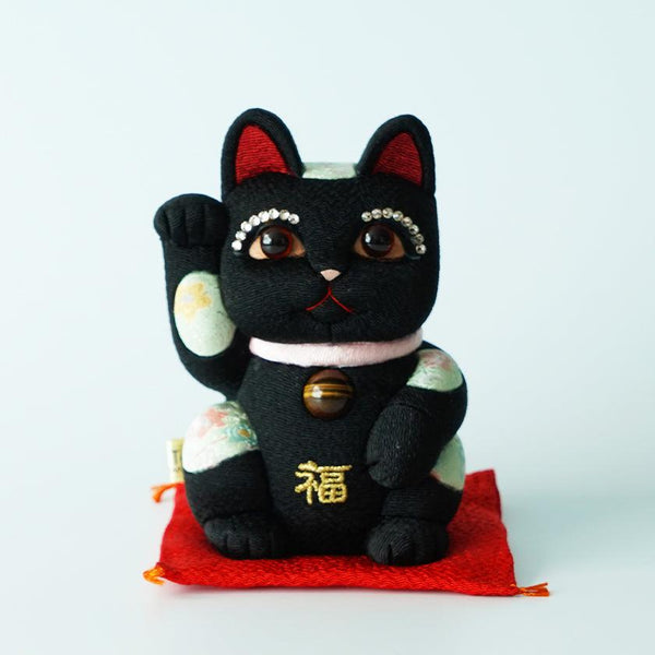 [BECKONING (Lucky) 고양이] Maneki Neko Feng Shui DX Black (M) | 에도 아트 인형