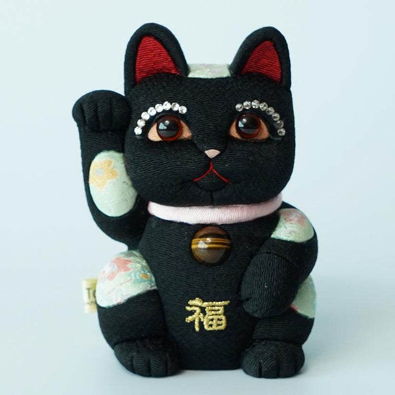 [Beckoning (Lucky) Cat] Maneki Neko Feng Shui DX Black (M) | Edo Art Dolls | ตุ๊กตา Kakinuma