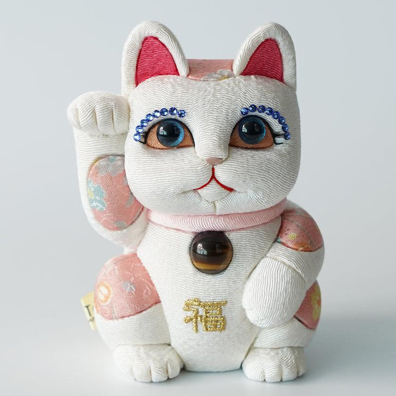 [BECKONING (LUCKY) CAT] MANEKI NEKO FENG SHUI DX WHITE (M) | EDO ART DOLLS | KAKINUMA DOLLS