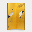 [FOLDING SCREEN (ROOM DIVIDER)] GOLD FOLDING SCREEN (BRASS LEAF) CRANE | WOODWORKING