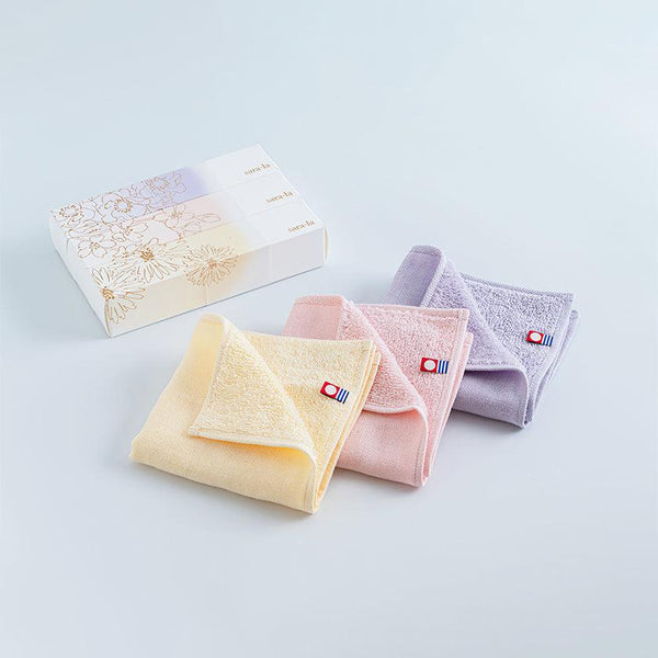 [수건]"사키"3 거즈 더미 손수건 선물 상자|핑크-옐로우-퍼플)/이마 바리 타월