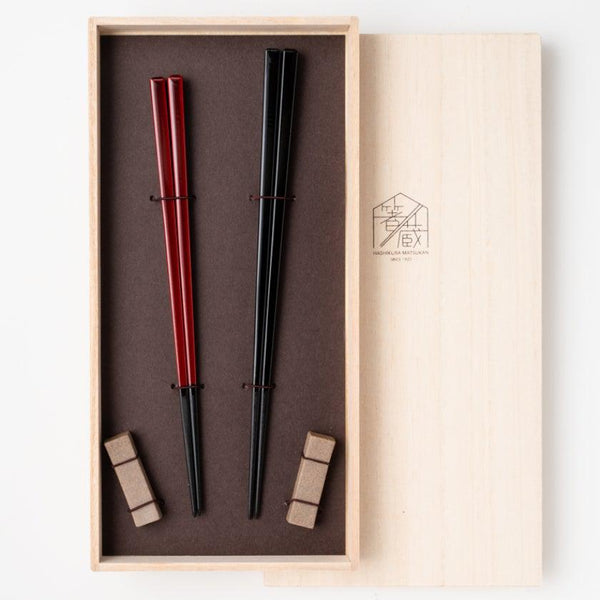 [筷子]對kokutan正方形與筷子休息（21.5,23.0cm）|松山|瓦卡薩漆器