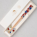 [CHOPSTICKS] KUTANI SEAL FLOWER UME PLUM (22.5cm) CHOPSTICK REST & GIFT BOX SET | MATSUKAN | WAKASA LACQUERED CHOPSTICKS