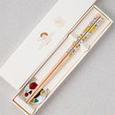 [CHOPSTICKS] KUTANI SEAL FLOWER KIKU CHRYSANTHEMUM (22.5cm) CHOPSTICK REST & GIFT BOX SET | MATSUKAN | WAKASA LACQUERED CHOPSTICKS