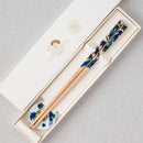 [CHOPSTICKS] KUTANI SEAL FLOWER TAKE BAMBOO (22.5cm) CHOPSTICK REST & GIFT BOX SET | MATSUKAN | WAKASA LACQUERED CHOPSTICKS