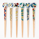 [CHOPSTICKS] KUTANI SEAL FLOWER TAKE BAMBOO (22.5cm) CHOPSTICK REST & GIFT BOX SET | MATSUKAN | WAKASA LACQUERED CHOPSTICKS