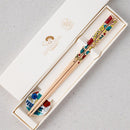 [CHOPSTICKS] KUTANI SEAL FLOWER GOSHU 5 FLOWERS (22.5cm) CHOPSTICK REST & GIFT BOX SET | MATSUKAN | WAKASA LACQUERED CHOPSTICKS
