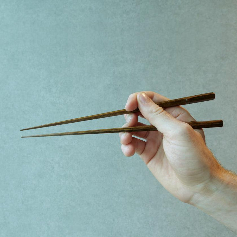 [Chopsticks] ตะเกียบไม้ไผ่หกเหลี่ยม (สีดำ) | Wakasa Lacquerware