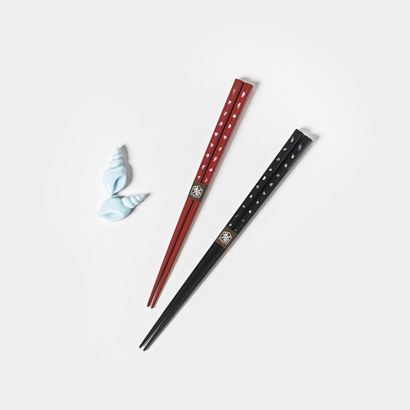 [Chopsticks] Shell Peony Pair กับ Chopstick Rests | Wakasa Lacquerware | มัตซึแคน