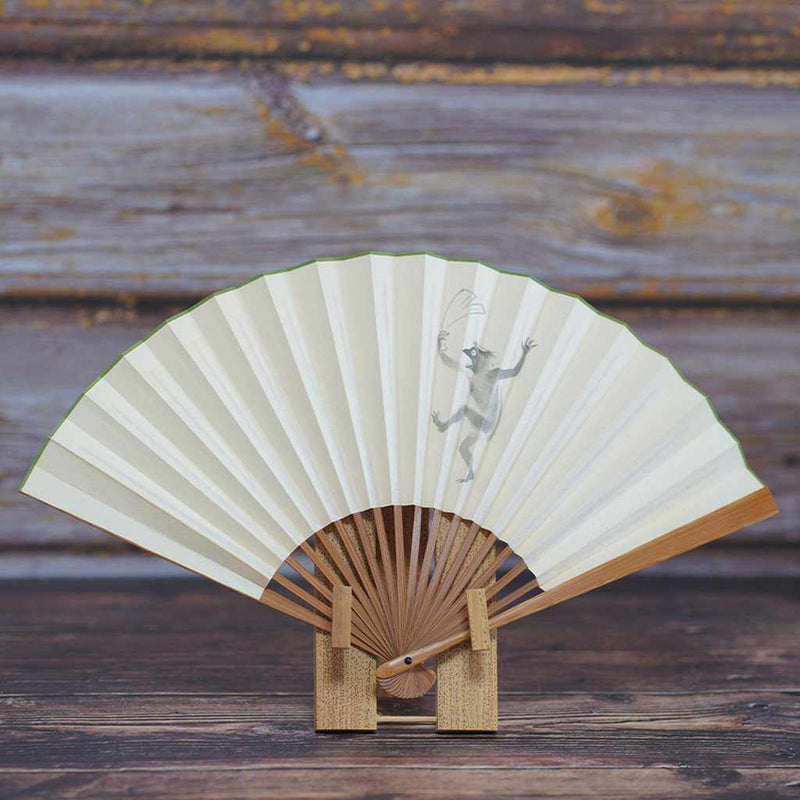 [แฟนมือ] Kappa Dance Green Book Soot Bamboo | Fankindo Fukatsu Hand Fan | เอโดะพับพัดลม