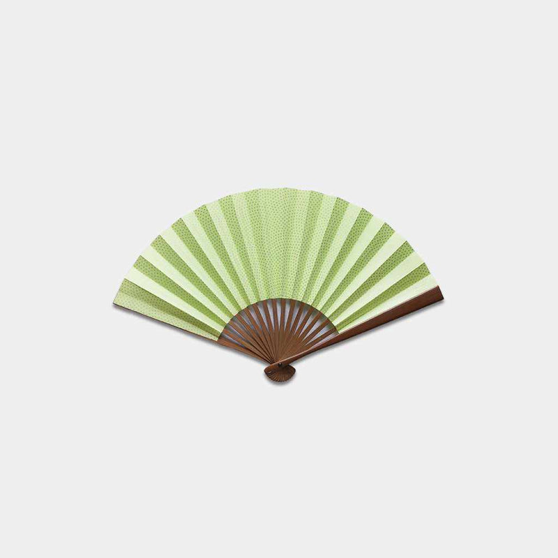 [แฟนมือ] Shark Woman Komon Silver Green Karaki Bamboo | Fankindo Fukatsu Hand Fan | เอโดะพับพัดลม