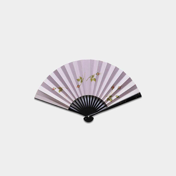 [Hand Fan] ภาพวาดของผู้หญิง Rose Back Back Purple Black Paint | Fankindo Fukatsu Hand Fan | เอโดะพับพัดลม