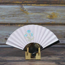 [HAND FAN] WOMAN'S DRAWING PICTURE FLOWER BLUE PEACH BLACK PAINT | UNKINDO FUKATSU HAND FAN | EDO FOLDING FANS