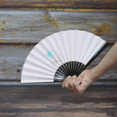 [HAND FAN] WOMAN'S DRAWING PICTURE FLOWER BLUE PEACH BLACK PAINT | UNKINDO FUKATSU HAND FAN | EDO FOLDING FANS
