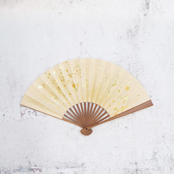[手感] Unkindo Fukatsu女性的Haku金 - 橙色金銀花| edo折疊風扇