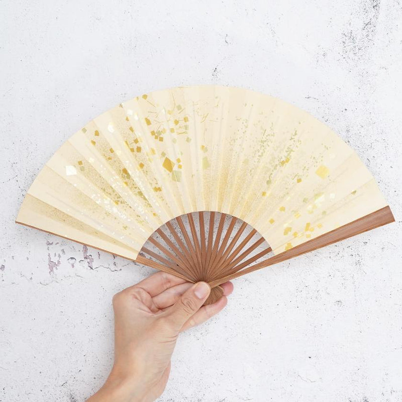 [手感] Unkindo Fukatsu女性的Haku金 - 橙色金銀花| edo折疊風扇