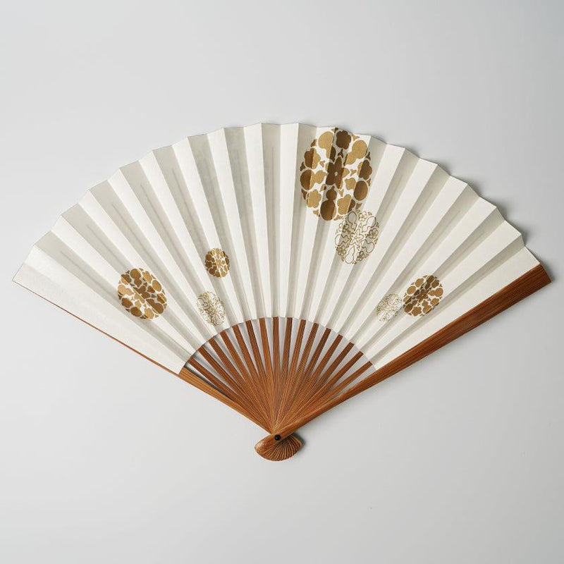 [แฟนมือ] Men's Calabash White Kira Gold Soot Soot Soot Bamboo | แฟน ๆ Folding ｜ unkindo fukatsu fan fan
