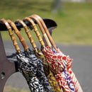 [雨傘]陽傘斑馬黑灰色（編織木材）|手印